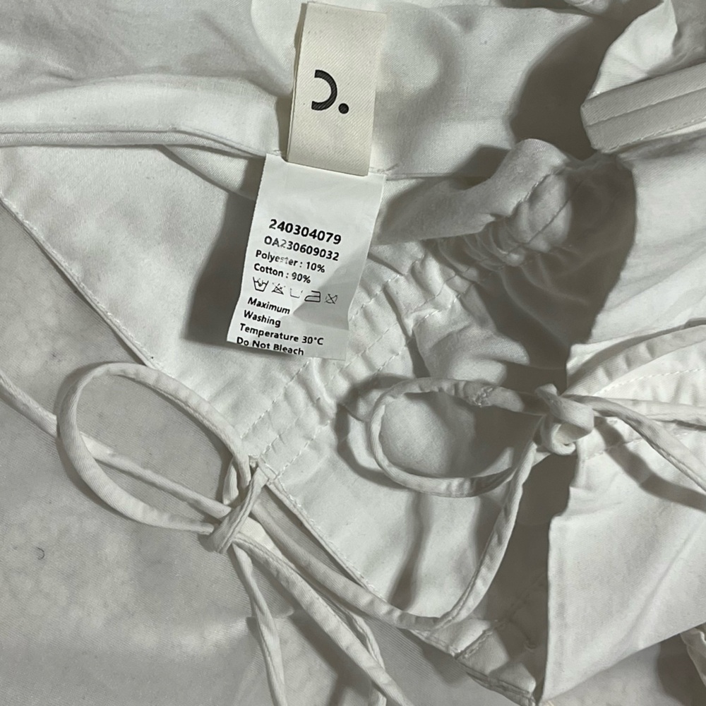 Commense White Puff Sleeve Drawstring Corset Crop… - image 3